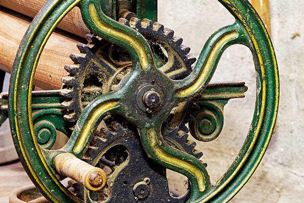 istock pinion gear with wheel of old mechanical  device 500665778