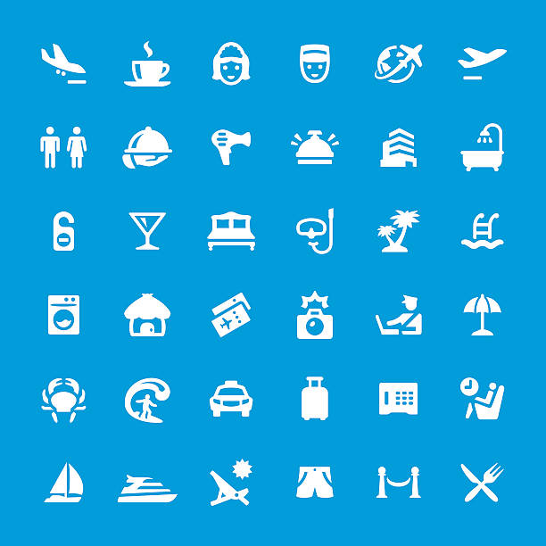 Vacations and Travel vector icons set Vacations and Travel vector icons - set #25 airport porter stock illustrations