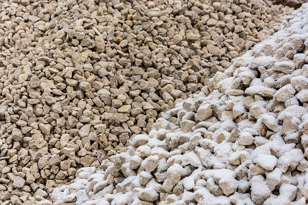 istock The texture of the rubble covered with snow. 500667334