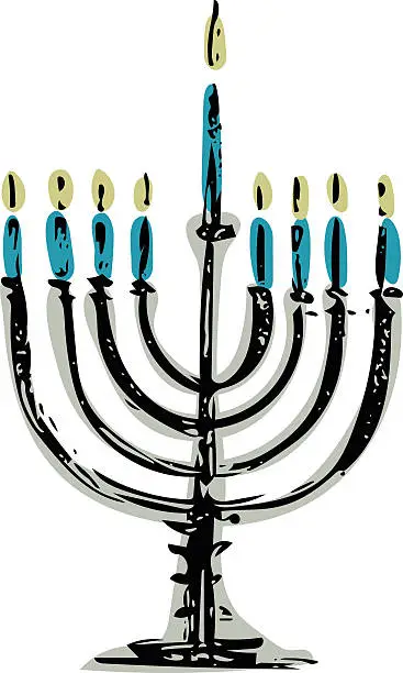 Vector illustration of Menorah Doodle