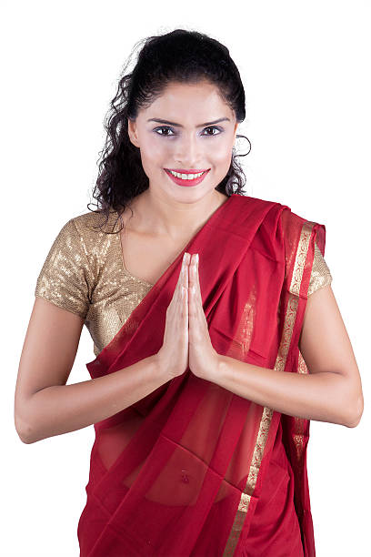 istock Indian woman with greeting gesture 500668282