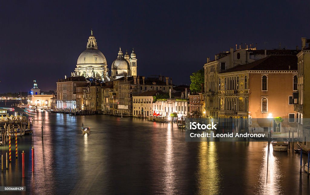 Vista noturna do Canal Grande de Veneza - Foto de stock de Antigo royalty-free