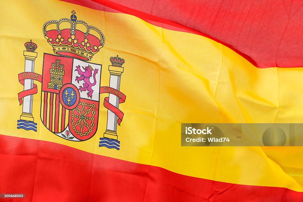 Spanish Flag In The Wind In Sunlight Stock Photo - Download Image Now -  Animal Markings, Backgrounds, Banner - Sign - iStock