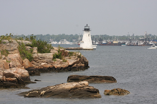 Butler Flats lighthouse located in New Bedford Harbor