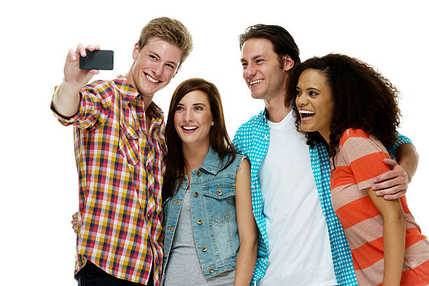 istock Cheerful friends taking selfie 500668865