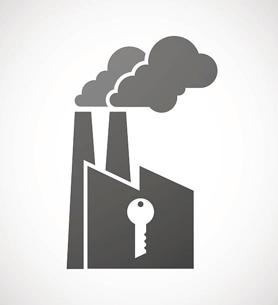 fabryka ikona klucz - factory closed security chimney stock illustrations