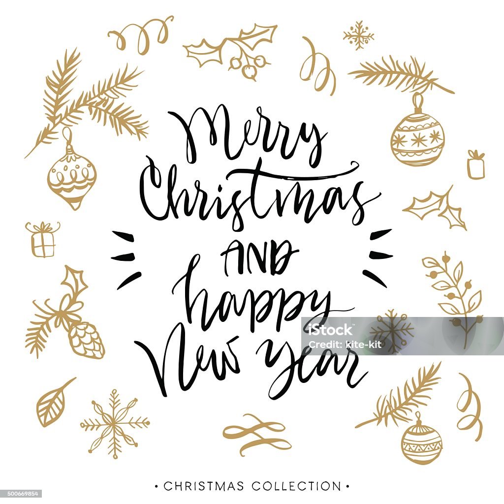 Joyeux Noël et bonne année ". calligraphic carte de voeux de Noël. - clipart vectoriel de Saint-Sylvestre libre de droits