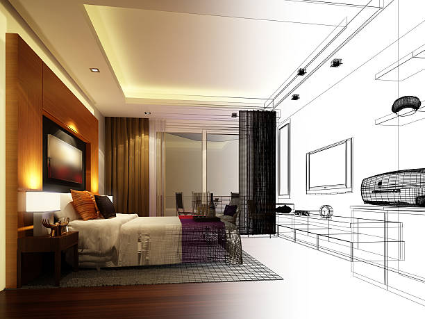 istock abstract sketch design of interior bedroom 500676378