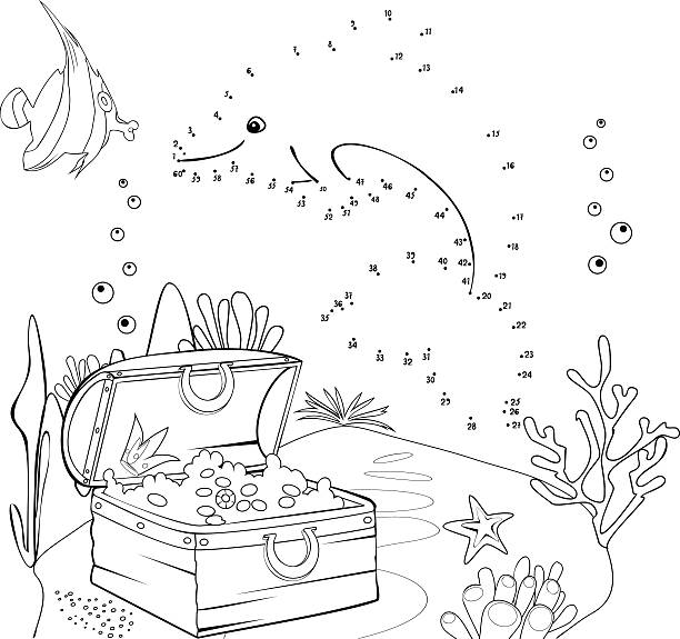 menyambungkan titik dan warna - selam kegiatan ilustrasi stok