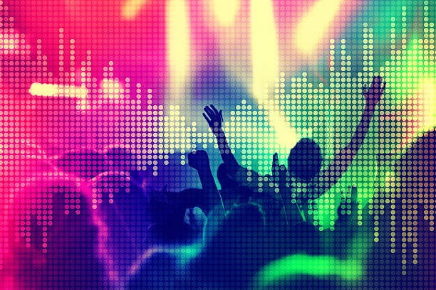 istock Crowd surfing at music concert, equalizer sound wave 500678118