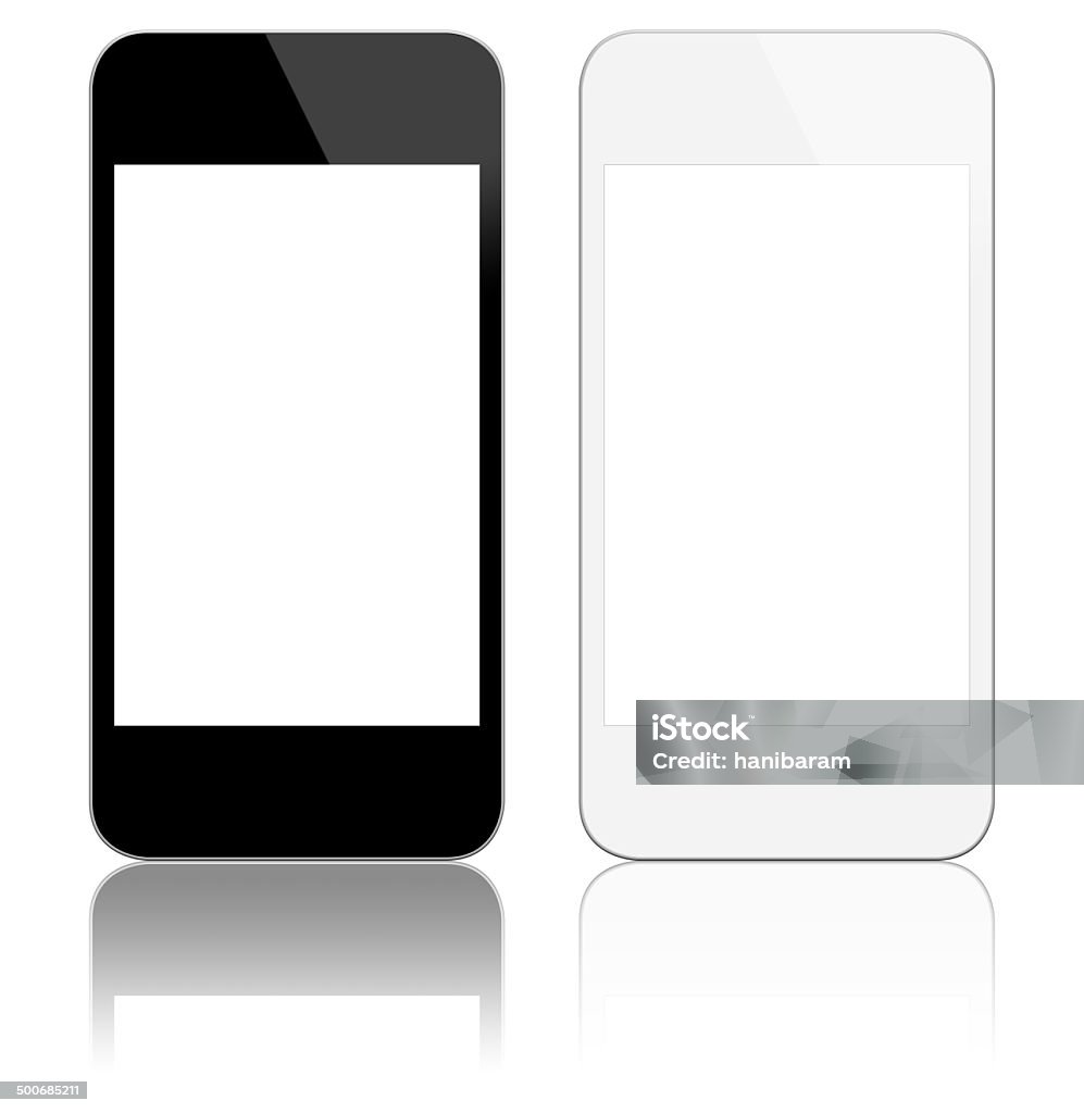 Generic Smartphone (Clipping paths) Black & White Smart Phone (Clipping paths: screen & contour)  Close-up Stock Photo