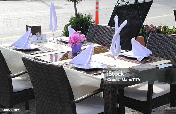 Place Setting In Restaurant Stock Photo - Download Image Now - Arrangement, Ashtray, Celebration