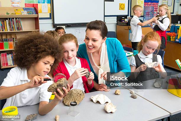 School Children In Science Lesson Stock Photo - Download Image Now - Child, Geology, Instructor