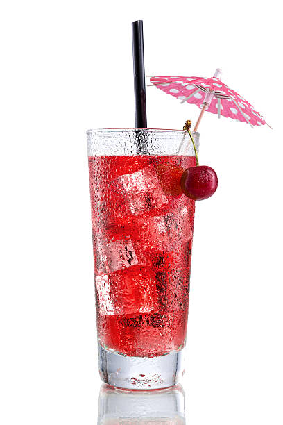 powerpint mit cherry und sonnenschirm - drink umbrella stock-fotos und bilder