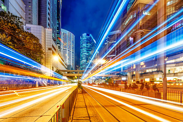 istock Modern city at night, Hong Kong, China. 500689205