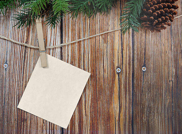 Rustic Tag with Evergreen stock photo