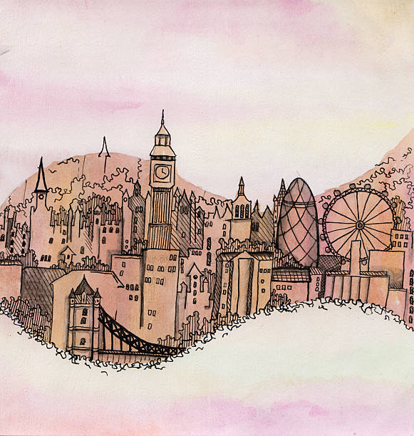 istock the panoramic view of the London city hand drawn 500694604