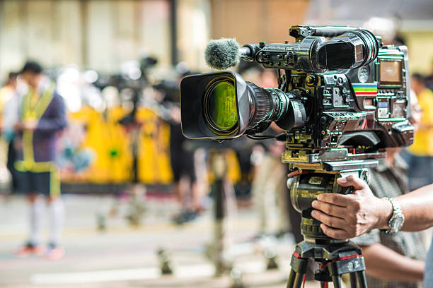 istock Close up of video camera on crain 500696948