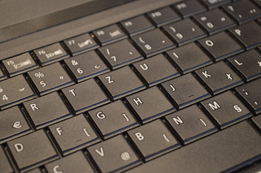 Closeup photo of the laptop's keyboard