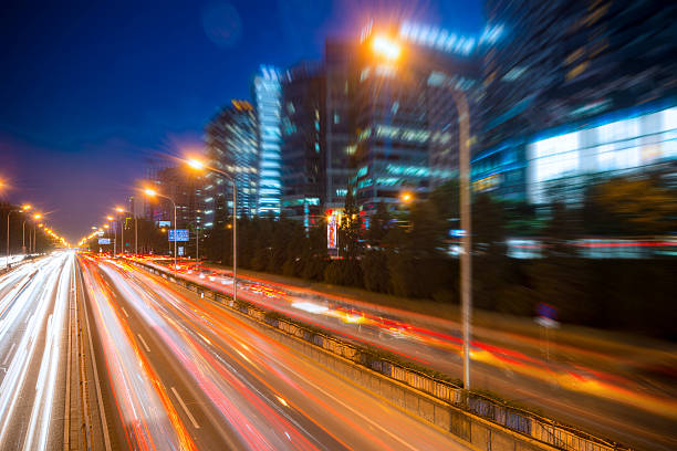 istock Urban highway traffic at night 500697002