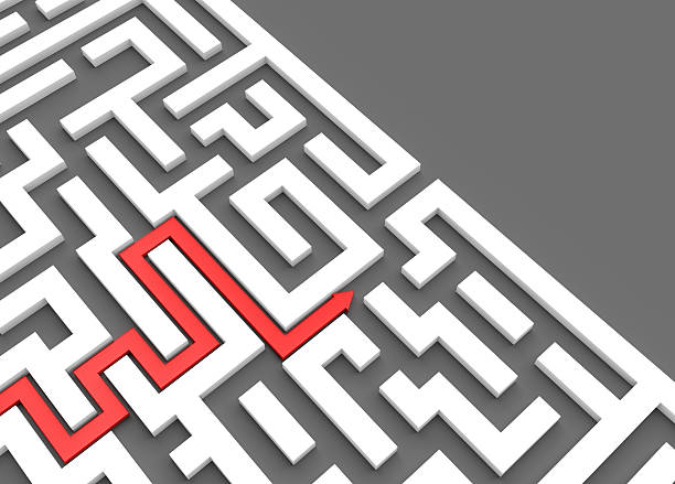istock Red arrow leads through a maze 500697064