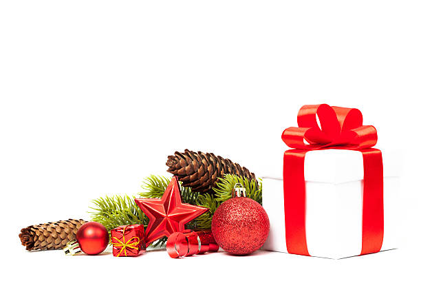 istock christmas gift with red balls bow 500697596