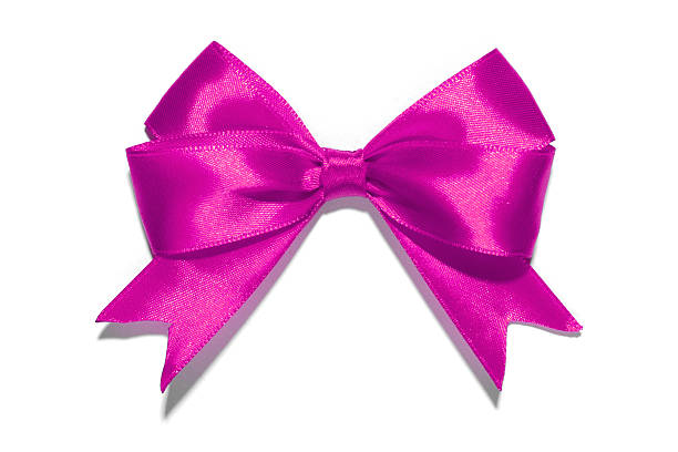 istock Shiny purple satin ribbon on white background 500697964