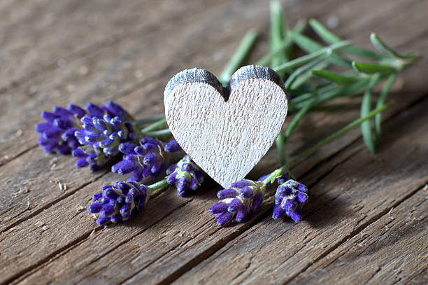 istock Lavender flowers and a wooden heart 500698176