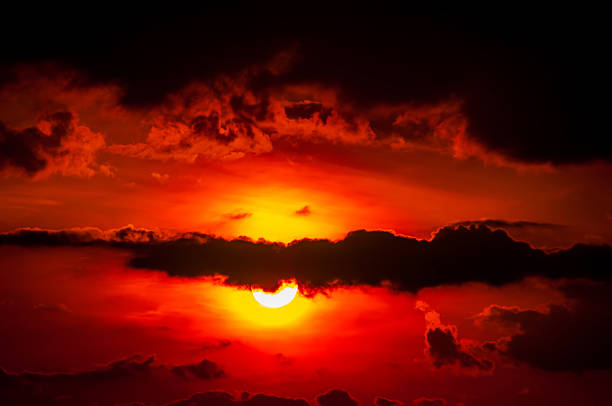 istock orange sunset sky and clouds over mountain valley 500703829