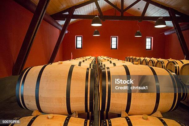 Oak Barrels In Vineyard Store Bordeaux France Stock Photo - Download Image Now - Castle, Aging Process, Alcohol - Drink