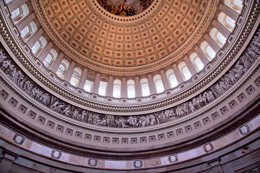 Rotunda, US Capitol Dome Close Up Inside Washington DC