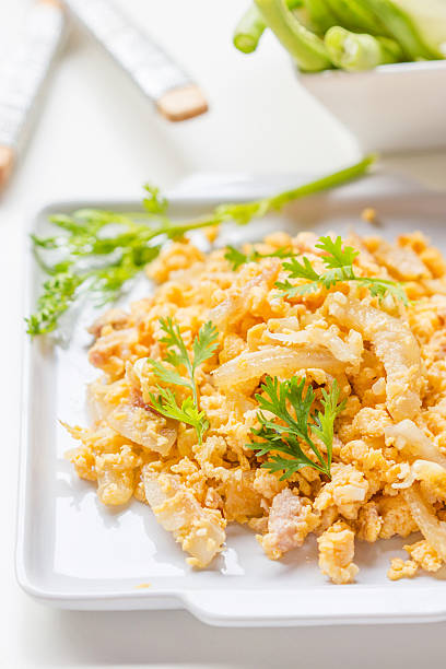 istock fried egg  with fermented pork. Thai food 500704953