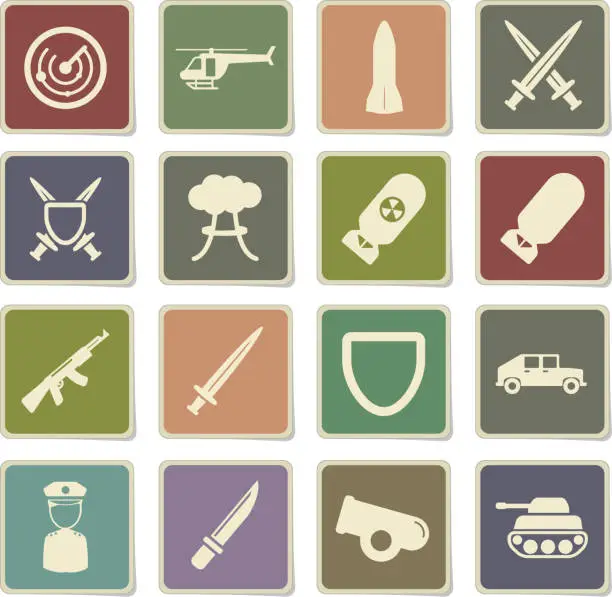 Vector illustration of Military simply icons