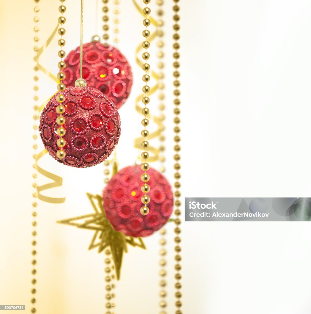 Red and Gold Christmas Decoration on  Defocused Lights Background Christmas Stock Photo