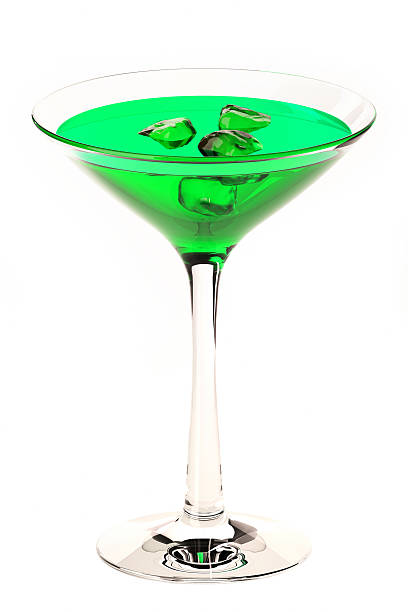istock Martini glass with green coctail isolated on white 500709681