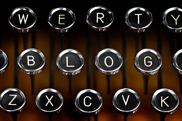 Blog letters on an old typewriter keyboard stock photo