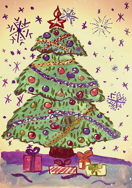 istock christmas fir tree with snow, watercolor painting on paper 500724966
