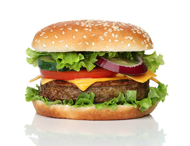 istock Tasty hamburger isolated on white background 500725663