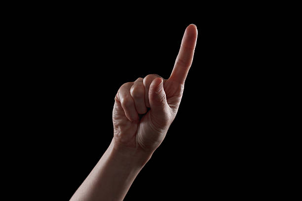 istock Gesture, young woman's hand indicates the direction or touch devices 500728866