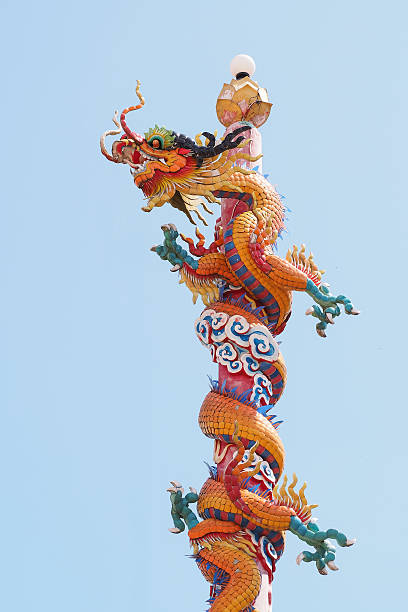 istock Chinese style dragon statue in blue sky 500731062