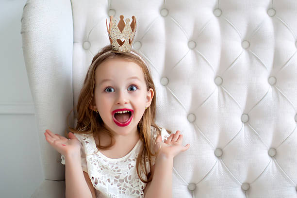 Girl with red month of lipstick stock photo