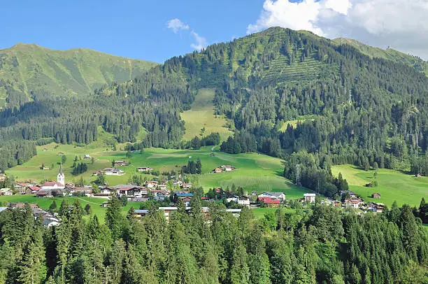 idyllic landscape in Kleinwalsertal near Hirschegg,Vorarlberg,Alps,Austria