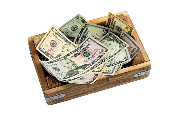 istock Variety US Dollars in Wooden Container 500732254