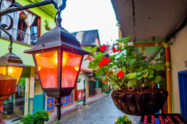 Photo of Beautiful and colorful streets in Guatape, known as town of