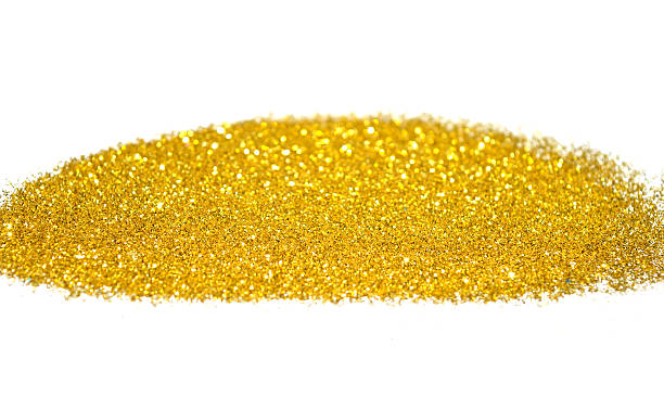 istock Blurry background of golden glitter sparkles on white surface 500733896