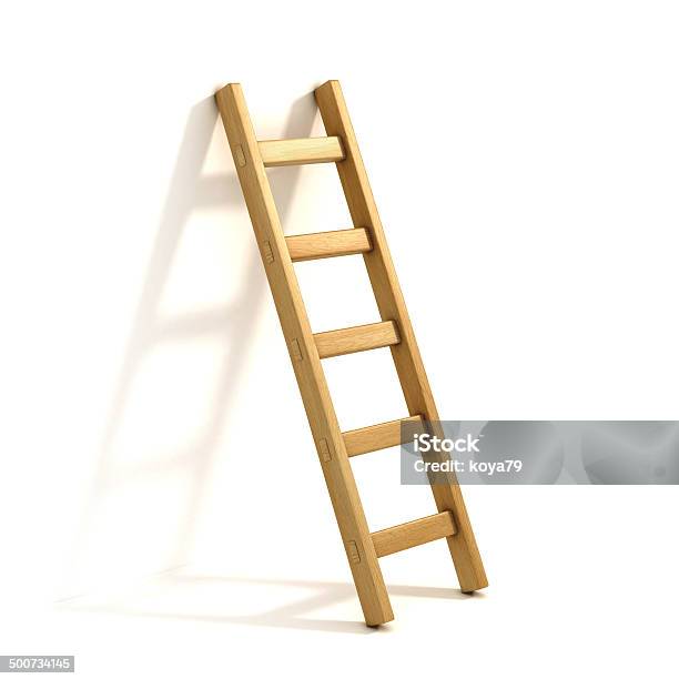 Ladders Isolated On White Stock Photo - Download Image Now - Ladder, Wood - Material, Cut Out