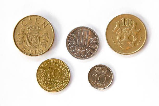 istock Five obsolete 10 piece European coins 500734300