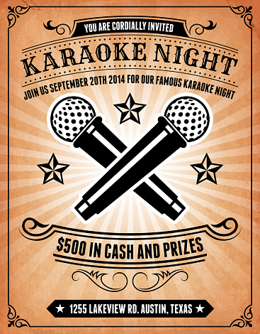 Karaoke Night Invitation on royalty free vector Background Poster