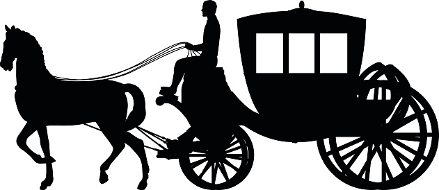 Horse and cart silhouette.