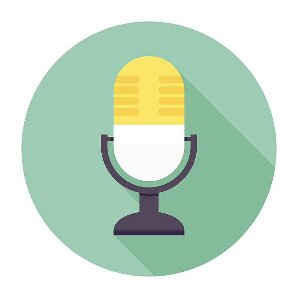 Flat Microphone Icon Flat & Long Shadow Microphone Icon podcasting illustrations stock illustrations